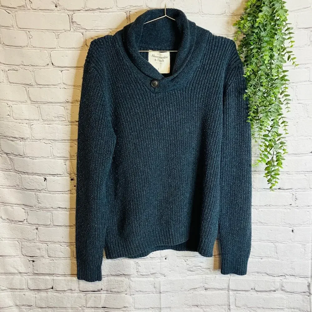 Abercrombie & Fitch Shawl Collar Sweater Mens L Academia Cottagecore Grandpa